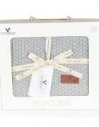 CANGAROO Paturica tricotata din bumbac si fibre bambus 80x100 cm Popcorn Gri in cutie cadou eleganta