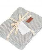 CANGAROO Paturica tricotata din bumbac si fibre bambus 80x100 cm Popcorn Gri in cutie cadou eleganta