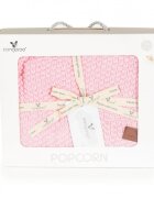 CANGAROO Paturica tricotata din bumbac si fibre bambus 80x100 cm Popcorn Pink in cutie cadou eleganta