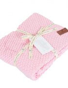 CANGAROO Paturica tricotata din bumbac si fibre bambus 80x100 cm Popcorn Pink in cutie cadou eleganta