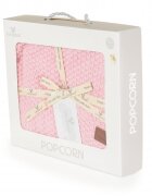 CANGAROO Paturica tricotata din bumbac si fibre bambus 80x100 cm Popcorn Pink in cutie cadou eleganta
