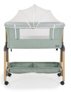 CANGAROO Patut Co-Sleeper Adoro Green 90x53 cm cu laterala culisanta Saltea si Plasa de insecte incluse Spatiu depozitare 7 nivele de reglare a inaltimii Roti cu frana