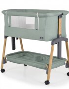 CANGAROO Patut Co-Sleeper Adoro Green 90x53 cm cu laterala culisanta Saltea si Plasa de insecte incluse Spatiu depozitare 7 nivele de reglare a inaltimii Roti cu frana