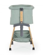 CANGAROO Patut Co-Sleeper Adoro Green 90x53 cm cu laterala culisanta Saltea si Plasa de insecte incluse Spatiu depozitare 7 nivele de reglare a inaltimii Roti cu frana