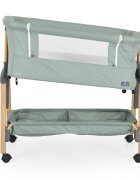 CANGAROO Patut Co-Sleeper Adoro Green 90x53 cm cu laterala culisanta Saltea si Plasa de insecte incluse Spatiu depozitare 7 nivele de reglare a inaltimii Roti cu frana