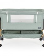 CANGAROO Patut Co-Sleeper Adoro Green 90x53 cm cu laterala culisanta Saltea si Plasa de insecte incluse Spatiu depozitare 7 nivele de reglare a inaltimii Roti cu frana