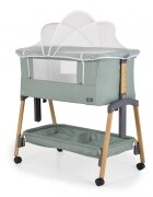 CANGAROO Patut Co-Sleeper Adoro Green 90x53 cm cu laterala culisanta Saltea si Plasa de insecte incluse Spatiu depozitare 7 nivele de reglare a inaltimii Roti cu frana