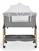 CANGAROO Patut Co-Sleeper Adoro Grey 90x53 cm cu laterala culisanta Saltea si Plasa de insecte incluse Spatiu depozitare 7 nivele de reglare a inaltimii Roti cu frana
