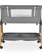 CANGAROO Patut Co-Sleeper Adoro Grey 90x53 cm cu laterala culisanta Saltea si Plasa de insecte incluse Spatiu depozitare 7 nivele de reglare a inaltimii Roti cu frana