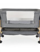 CANGAROO Patut Co-Sleeper Adoro Grey 90x53 cm cu laterala culisanta Saltea si Plasa de insecte incluse Spatiu depozitare 7 nivele de reglare a inaltimii Roti cu frana