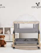 CANGAROO Patut Co-Sleeper Amo Beige 91x49x89 cm cu laterala culisantafixare langa patul parinteluIinaltime reglabila in 7 pozitiiroti cu blocareraft pentru accesoriipozitie antirefluxsaltea si plasa insecte inclusa