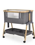 CANGAROO Patut Co-Sleeper Amo Dark grey 91x49x89 cm cu laterala culisantafixare langa patul parinteluIinaltime reglabila in 7 pozitiiroti cu blocareraft pentru accesoriipozitie antirefluxsaltea si plasa insecte inclusa