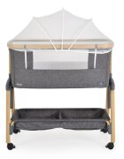 CANGAROO Patut Co-Sleeper Amo Dark grey 91x49x89 cm cu laterala culisantafixare langa patul parinteluIinaltime reglabila in 7 pozitiiroti cu blocareraft pentru accesoriipozitie antirefluxsaltea si plasa insecte inclusa