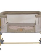 CANGAROO Patut Co-Sleeper Aura Beige 88x56 cm cu laterala culisanta saltea cu baza ferma si husa detasabila functie anti reflux 7 nivele de reglare a inaltimii 4 roti cu franarecomandat de la nastere pana la 9 kg