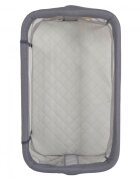 CANGAROO Patut Co-Sleeper Aura Grey 88x56 cm cu laterala culisanta saltea cu baza ferma si husa detasabila functie anti reflux 7 nivele de reglare a inaltimii 4 roti cu franarecomandat de la nastere pana la 9 kg