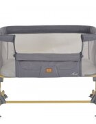 CANGAROO Patut Co-Sleeper Aura Grey 88x56 cm cu laterala culisanta saltea cu baza ferma si husa detasabila functie anti reflux 7 nivele de reglare a inaltimii 4 roti cu franarecomandat de la nastere pana la 9 kg