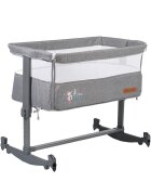 CANGAROO Patut Co-Sleeper pentru bebelusi Always Together Grey cu laterala culisanta5 pozitii de reglare inaltimepozitie antirefluxpicioare antiderapantefunctie atasare la patul parinteluisistem leganarehusa detasabila