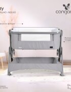 CANGAROO Patut Co-Sleeper pliabil Cozy Gri cu laterala culisanta saltea inclusa functie anti reflux 5 nivele de reglare a inaltimii roti cu frana recomandat de la nastere pana la 9 kg