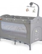 CANGAROO Patut pentru copii Once upon a time L3 Grey pliabil cu 2 nivele roti usita cu fermoar masuta de infasat carusel geanta de transport