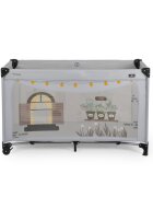 CANGAROO Patut pliabil 2in1 Playhouse Gri 124x63x126 cm cu doua nivelesaltea pliabila inclusaroti cu franeintrare cu fermoaracoperis si geanta transport incluse