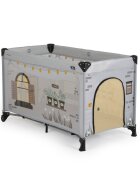 CANGAROO Patut pliabil 2in1 Playhouse Gri 124x63x126 cm cu doua nivelesaltea pliabila inclusaroti cu franeintrare cu fermoaracoperis si geanta transport incluse