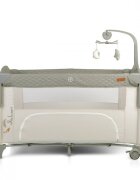 CANGAROO Patut pliabil de calatorie 3in1 Indiana Grey cu 2 nivele laterala culisanta organizator haine cu 4 compartimente segmente plasa de ventilatie geanta accesorii saltea si carusel