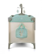 CANGAROO Patut pliabil de calatorie 3in1 Indiana Mint cu 2 nivele laterala culisanta organizator haine cu 4 compartimente segmente plasa de ventilatie geanta accesorii saltea si carusel