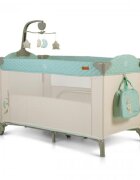CANGAROO Patut pliabil de calatorie 3in1 Indiana Mint cu 2 nivele laterala culisanta organizator haine cu 4 compartimente segmente plasa de ventilatie geanta accesorii saltea si carusel