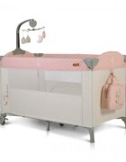 CANGAROO Patut pliabil de calatorie 3in1 Indiana Pink cu 2 nivele laterala culisanta organizator haine cu 4 compartimente segmente plasa de ventilatie geanta accesorii saltea si carusel
