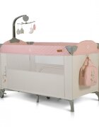 CANGAROO Patut pliabil de calatorie 3in1 Indiana Pink cu 2 nivele laterala culisanta organizator haine cu 4 compartimente segmente plasa de ventilatie geanta accesorii saltea si carusel