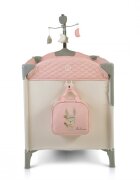 CANGAROO Patut pliabil de calatorie 3in1 Indiana Pink cu 2 nivele laterala culisanta organizator haine cu 4 compartimente segmente plasa de ventilatie geanta accesorii saltea si carusel