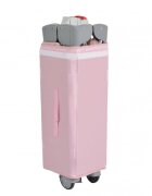 CANGAROO Patut pliabil de calatorie 3in1 Indiana Pink cu 2 nivele laterala culisanta organizator haine cu 4 compartimente segmente plasa de ventilatie geanta accesorii saltea si carusel