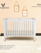 CANGAROO Patut pliabil din lemn pentru copii Nova 124.5x65x86 cm somiera reglabila pe 3 nivele de inaltime 4 roti cu sistem de blocare materiale si vopsele sigure