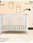 CANGAROO Patut pliabil din lemn pentru copii Nova 124.5x65x86 cm somiera reglabila pe 3 nivele de inaltime 4 roti cu sistem de blocare materiale si vopsele sigure