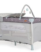 CANGAROO Patut pliabil Good Night Silver cu 2 nivele usita cu fermoar bara de jucarii roti cu blocare geanta de transport si masuta de infasat