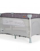 CANGAROO Patut pliabil Good Night Silver cu 2 nivele usita cu fermoar bara de jucarii roti cu blocare geanta de transport si masuta de infasat