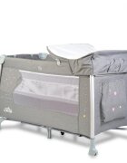CANGAROO Patut pliabil ISleep Grey 120x60 cm cu 2 nivelesistem de leganareroti cu franeOrganizator cu 3 niveleSaltea pliabilaMasuta de infasatBara jucariiIneleGeanta transport si Capotina cu plasa insecte incluse