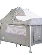 CANGAROO Patut pliabil ISleep Grey 120x60 cm cu 2 nivelesistem de leganareroti cu franeOrganizator cu 3 niveleSaltea pliabilaMasuta de infasatBara jucariiIneleGeanta transport si Capotina cu plasa insecte incluse