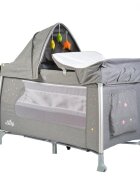 CANGAROO Patut pliabil ISleep Grey 120x60 cm cu 2 nivelesistem de leganareroti cu franeOrganizator cu 3 niveleSaltea pliabilaMasuta de infasatBara jucariiIneleGeanta transport si Capotina cu plasa insecte incluse