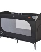 CANGAROO Patut pliabil multifunctional 2in1 SkyGlow Black cu 2 niveleroti cu blocareUsa de acces cu fermoarlaterala cu plasa de ventilatiepliabil compact2 inele de sustinere si saltea pliabila incluse