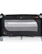 CANGAROO Patut pliabil multifunctional 2in1 SkyGlow Black cu 2 niveleroti cu blocareUsa de acces cu fermoarlaterala cu plasa de ventilatiepliabil compact2 inele de sustinere si saltea pliabila incluse