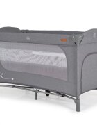 CANGAROO Patut pliabil multifunctional 2in1 SkyGlow Grey cu 2 niveleroti cu blocareUsa de acces cu fermoarlaterala cu plasa de ventilatiepliabil compact2 inele de sustinere si saltea pliabila incluse