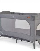 CANGAROO Patut pliabil multifunctional 2in1 SkyGlow Grey cu 2 niveleroti cu blocareUsa de acces cu fermoarlaterala cu plasa de ventilatiepliabil compact2 inele de sustinere si saltea pliabila incluse