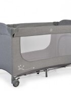 CANGAROO Patut pliabil multifunctional 2in1 SkyGlow Grey cu 2 niveleroti cu blocareUsa de acces cu fermoarlaterala cu plasa de ventilatiepliabil compact2 inele de sustinere si saltea pliabila incluse