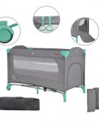 CANGAROO Patut pliabil multifunctional 2in1 SkyGlow Mint cu 2 niveleroti cu blocareUsa de acces cu fermoarlaterala cu plasa de ventilatiepliabil compact2 inele de sustinere si saltea pliabila incluse