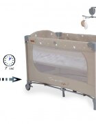 CANGAROO Patut pliabil pentru copii cu 2 nivele Once Upon a Time L2 Beige usa acces cu fermoar buzunar accesorii saltea pliabilacarusel muzical si geanta transport incluse