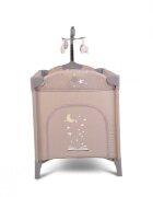 CANGAROO Patut pliabil pentru copii cu 2 nivele Once Upon a Time L2 Beige usa acces cu fermoar buzunar accesorii saltea pliabilacarusel muzical si geanta transport incluse
