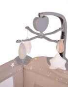 CANGAROO Patut pliabil pentru copii cu 2 nivele Once Upon a Time L2 Beige usa acces cu fermoar buzunar accesorii saltea pliabilacarusel muzical si geanta transport incluse