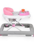 CANGAROO Premergator pentru copii Cody Pink pliabilinaltime reglabila 3 pozitiiscaun cu spatar inalt si moaleroti pivotante6 dopuri din silicon anti-alunecarepanou muzical cu 12 melodii