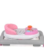 CANGAROO Premergator pentru copii Cody Pink pliabilinaltime reglabila 3 pozitiiscaun cu spatar inalt si moaleroti pivotante6 dopuri din silicon anti-alunecarepanou muzical cu 12 melodii